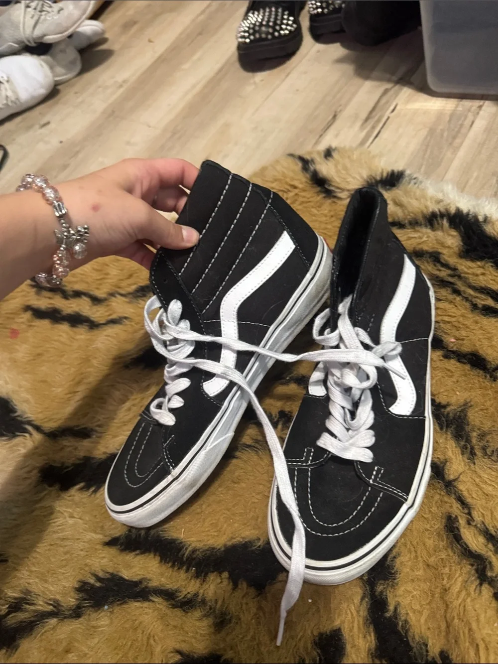Vans Black and White Sk8-Hi Canvas High-Top Sneakers